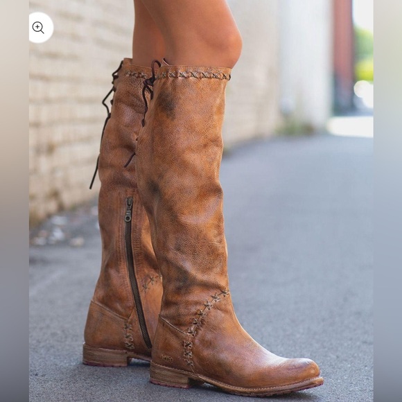 New Manchester III Icicle Bed Stu Rustic Tan Leather riding Boots 7.5 $450 - Picture 7 of 14